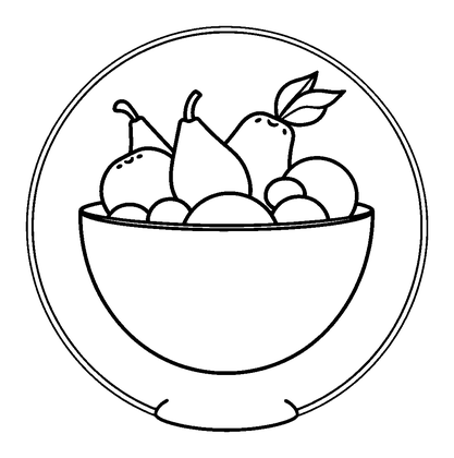 Fruit Bowl Colouring Page (Toddler, Bold & Easy)