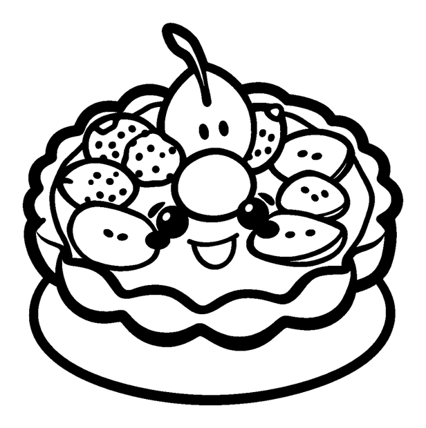 Fruit Tart colouring page — free printable for toddlers