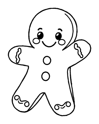 Gingerbread Colouring Page (Toddler, Bold & Easy)