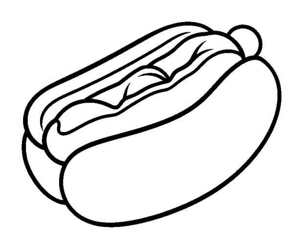 Hot Dog colouring page — free printable for kids