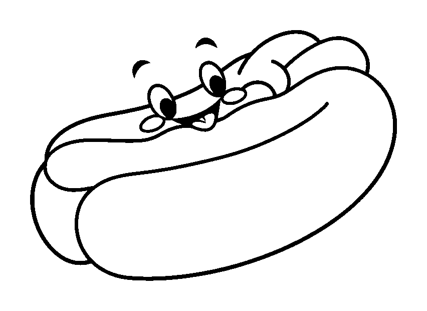 Hot Dog colouring page — free printable for toddlers