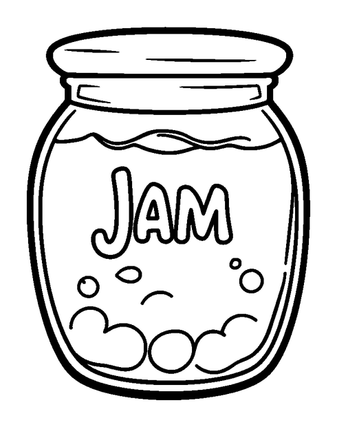 Jam Jar colouring page — free printable for kids