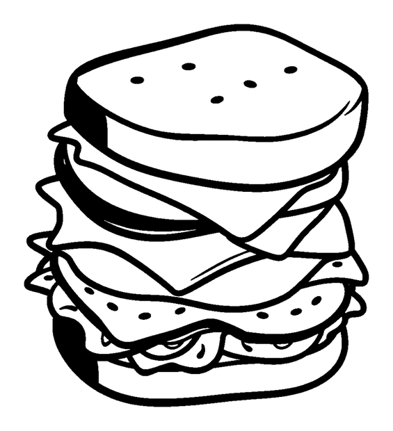 Layered Sandwich colouring page — free printable for kids