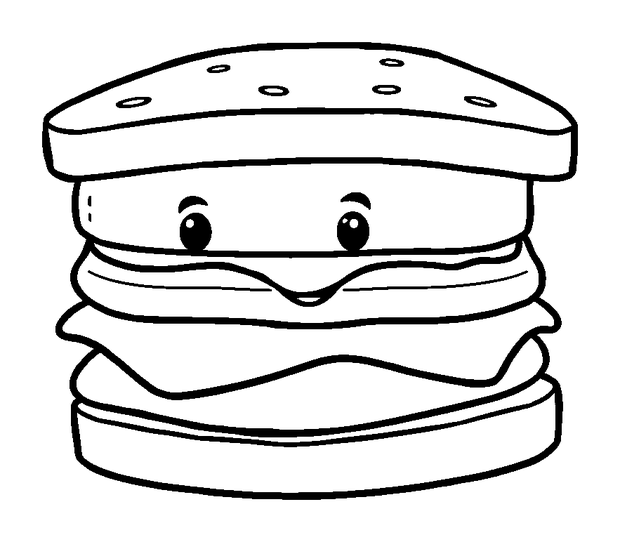 Layered Sandwich colouring page — free printable for kids