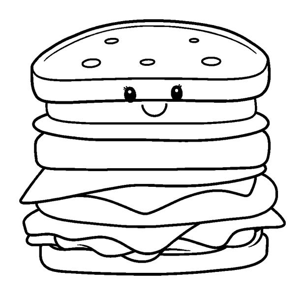 Layered Sandwich colouring page — free printable for toddlers