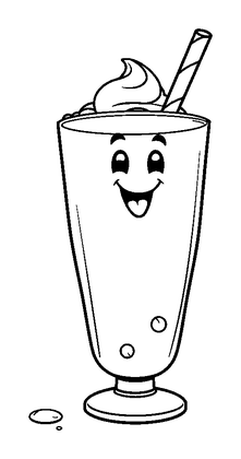 Milkshake Colouring Page (Kids, Bold & Easy)