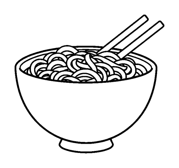 Noodle Bowl colouring page — free printable for kids