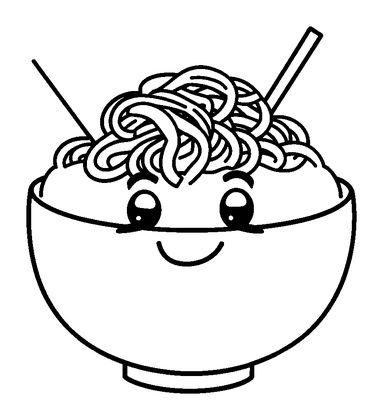 Noodle Bowl Colouring Page (Toddler, Bold & Easy)