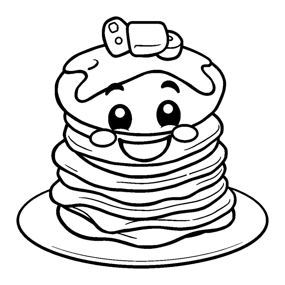 Pancake Stack colouring page — free printable for kids