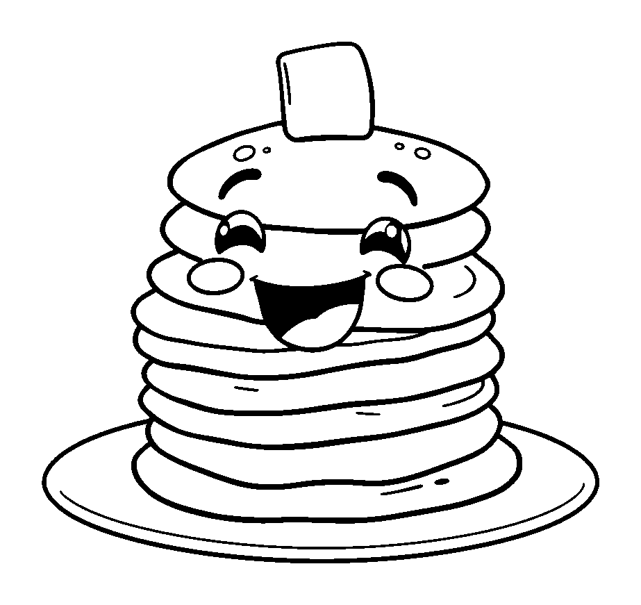 Pancake Stack colouring page — free printable for kids