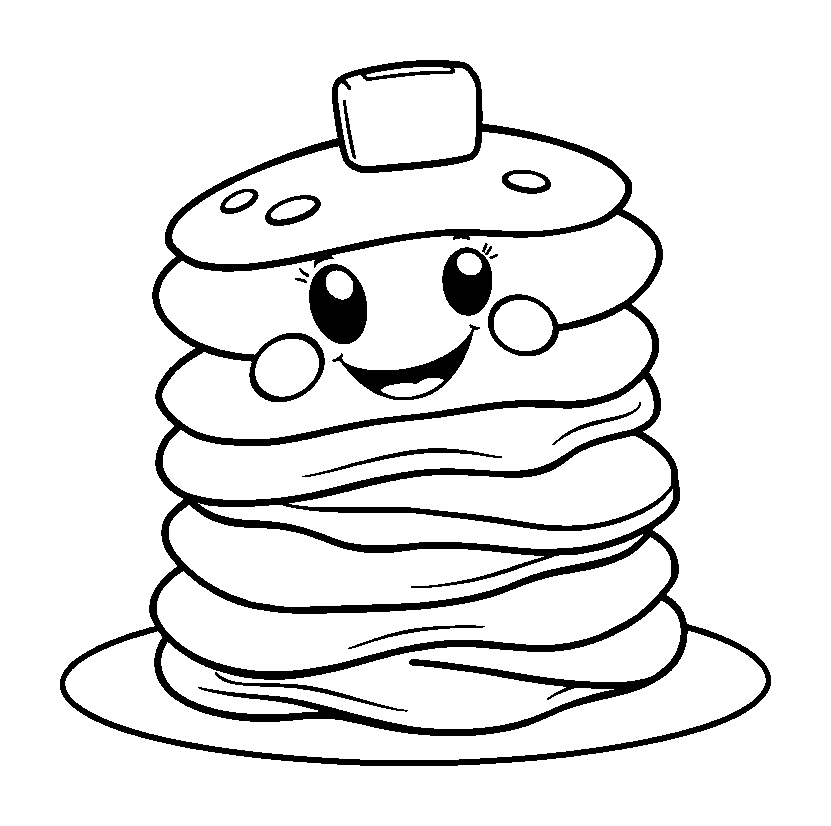 Pancake Stack colouring page — free printable for toddlers