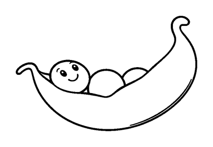 Pea Pod Colouring Page (Toddler, Bold & Easy)