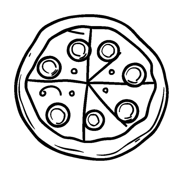 Pizza colouring page — free printable for kids