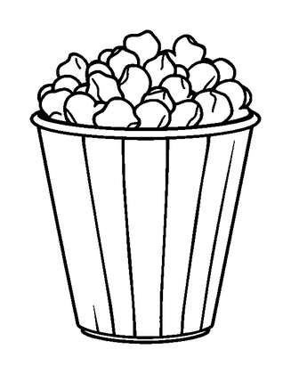 Popcorn Bucket Colouring Page (Kids, Bold & Easy)