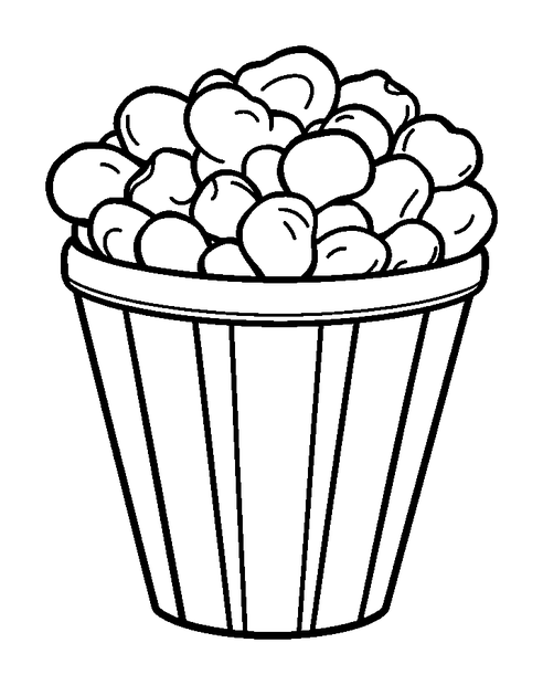 Popcorn Bucket colouring page — free printable for kids