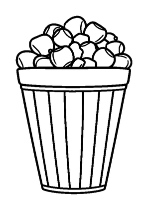 Popcorn Bucket Colouring Page (Toddler, Bold & Easy)