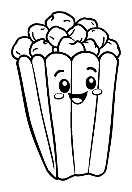 Popcorn colouring page — free printable for toddlers