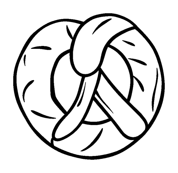 Pretzel colouring page — free printable for kids