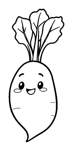 Radish colouring page — free printable for kids