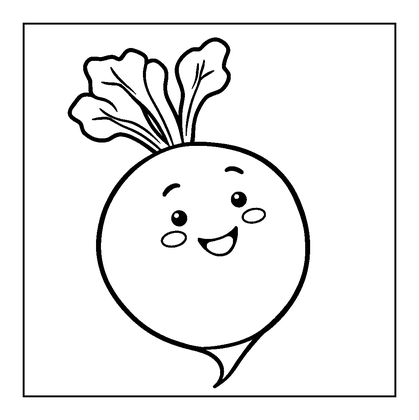 Radish Colouring Page (Toddler, Bold & Easy)