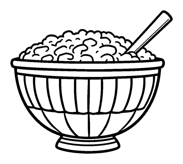 Rice Bowl colouring page — free printable for kids