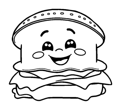 Sandwich Colouring Page (Kids, Bold & Easy)