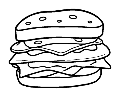 Sandwich Colouring Page (Kids, Bold & Easy)