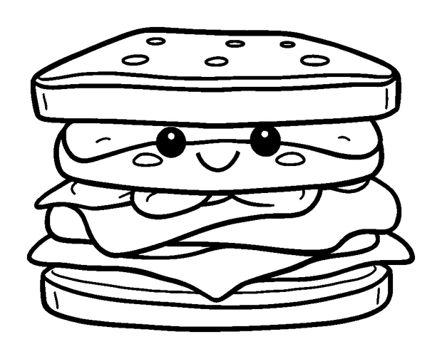 Sandwich colouring page — free printable for kids
