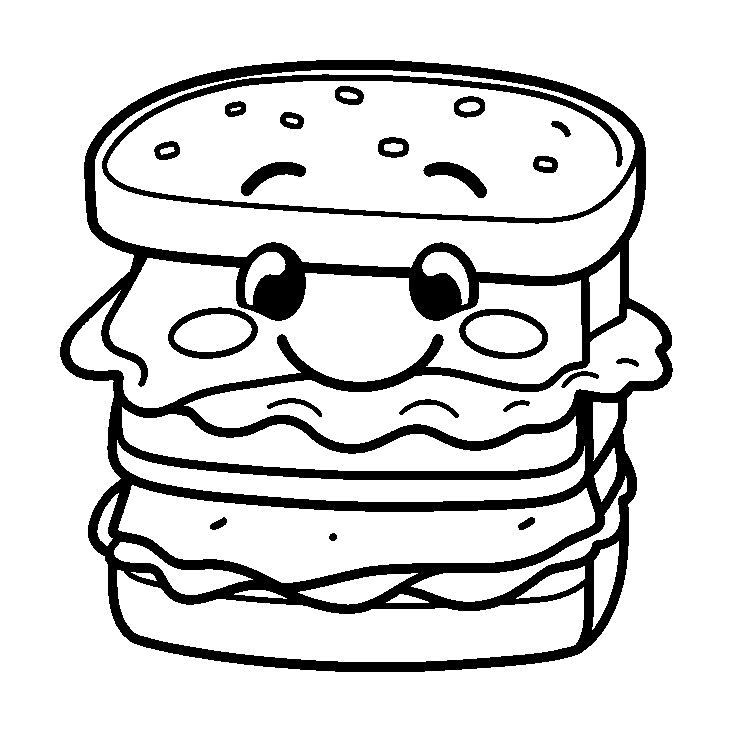 Sandwich colouring page — free printable for toddlers