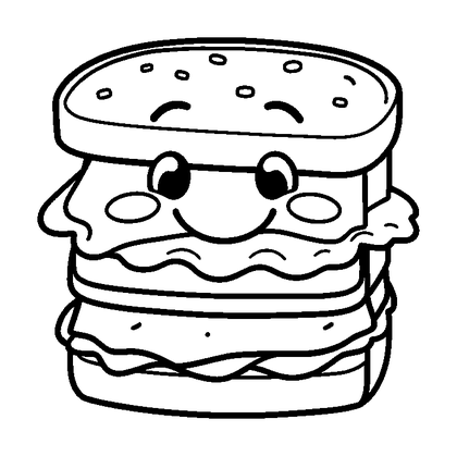Sandwich Colouring Page (Toddler, Bold & Easy)