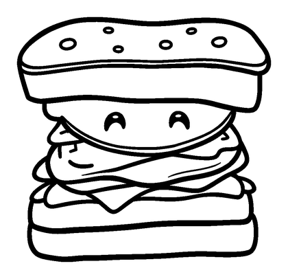Sandwich Colouring Page (Toddler, Bold & Easy)