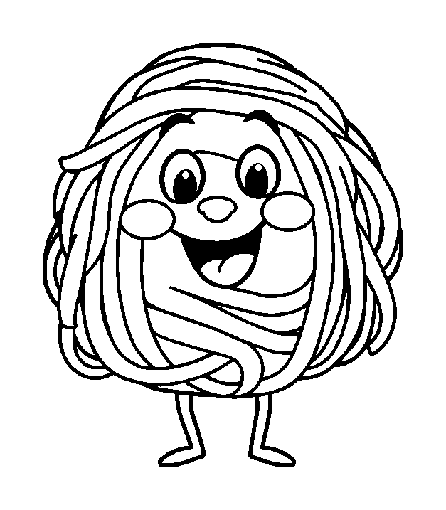 Spaghetti colouring page — free printable for kids