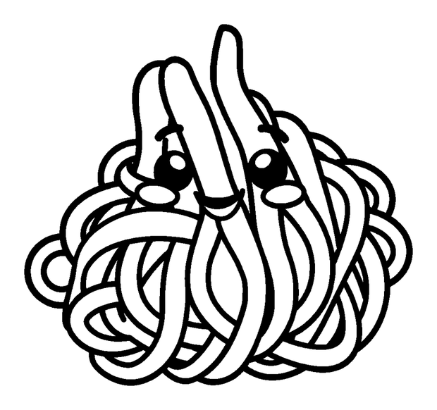 Spaghetti colouring page — free printable for kids
