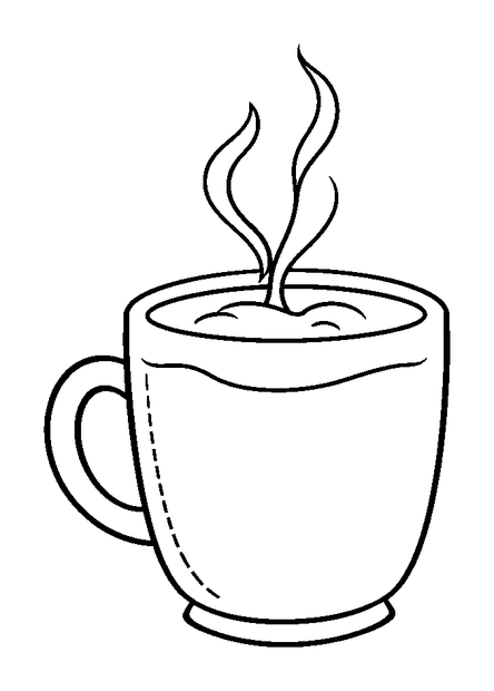 Steaming Hot Cocoa colouring page — free printable for kids