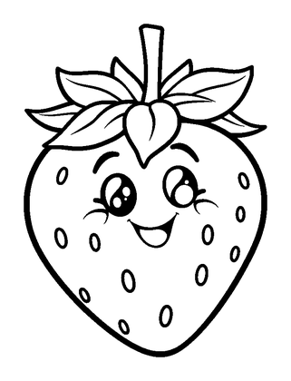 Strawberry Colouring Page (Kids, Bold & Easy)