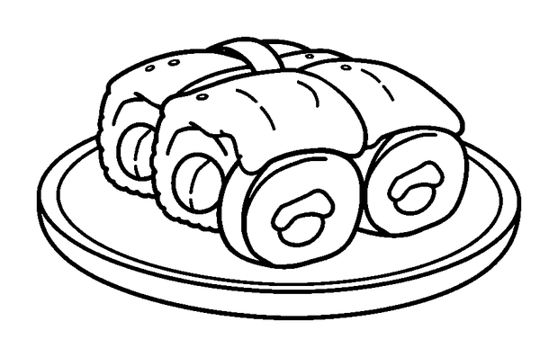 Sushi Platter colouring page — free printable for kids
