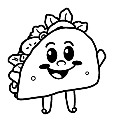 Taco Colouring Page (Kids, Bold & Easy)
