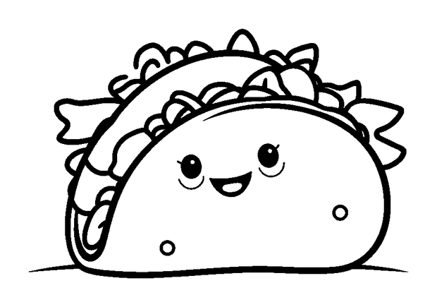 Taco colouring page — free printable for kids