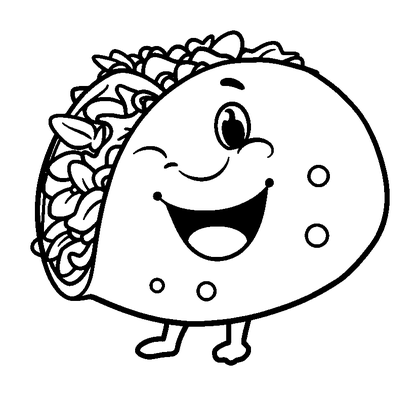 Taco Colouring Page (Kids, Standard)