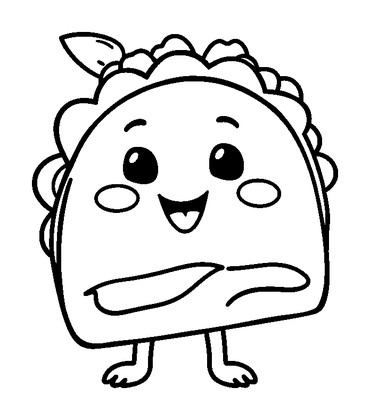 Taco Colouring Page (Toddler, Bold & Easy)