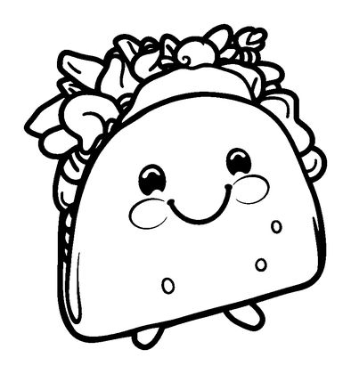 Taco Colouring Page (Toddler, Bold & Easy)
