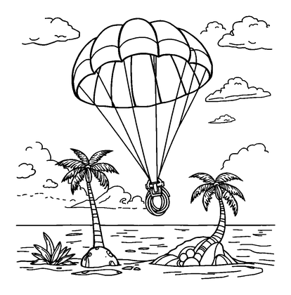 Battle Island Parachute Colouring Page (Teens, Standard)
