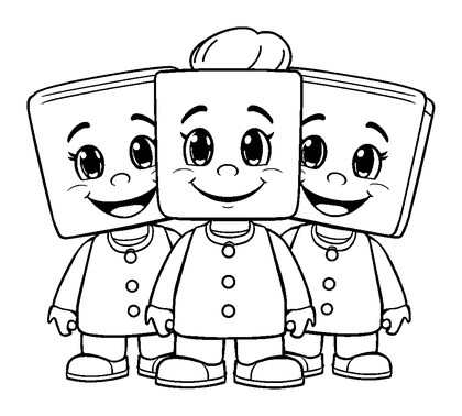 Blocky Avatar Friends Colouring Page (Teens, Standard)