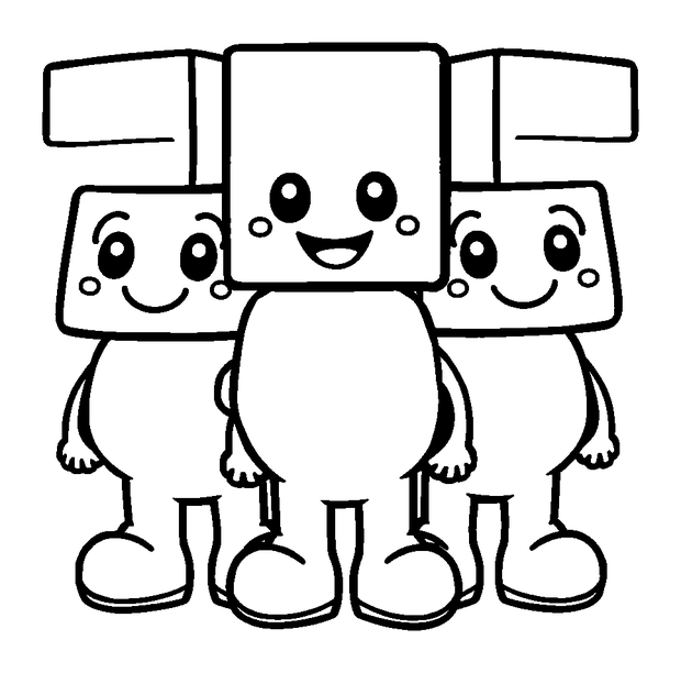 Blocky Avatar Friends colouring page — free printable for toddlers