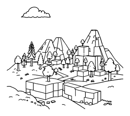 Blocky Builder World Colouring Page (Kids, Standard)