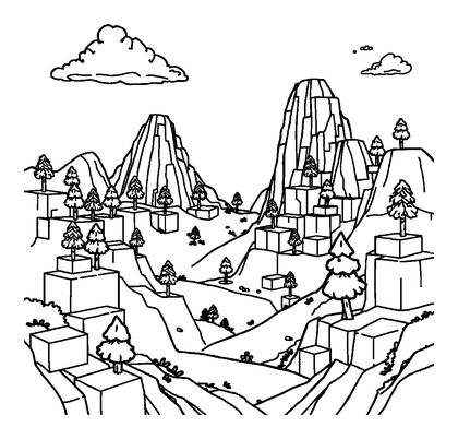 Blocky Builder World Colouring Page (Teens, Standard)
