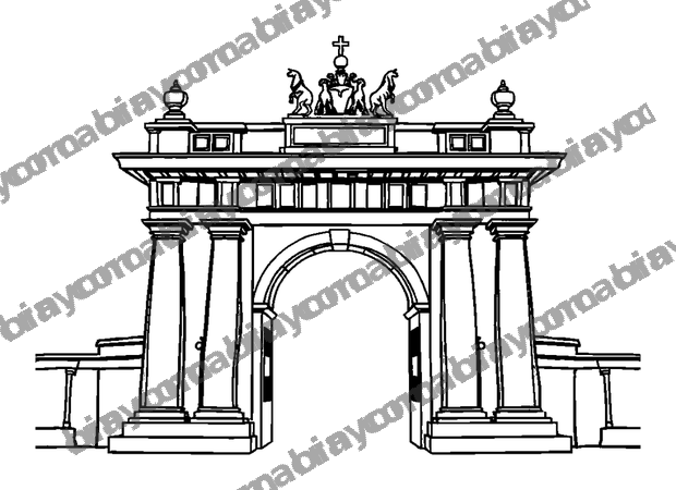 Boss Gate Architecture colouring page — free printable for teens