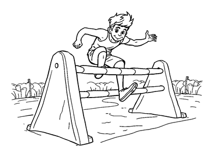 Bouncy Obstacle Course Colouring Page (Teens, Standard)