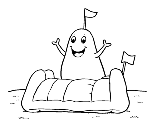Bouncy Obstacle Course colouring page — free printable for toddlers