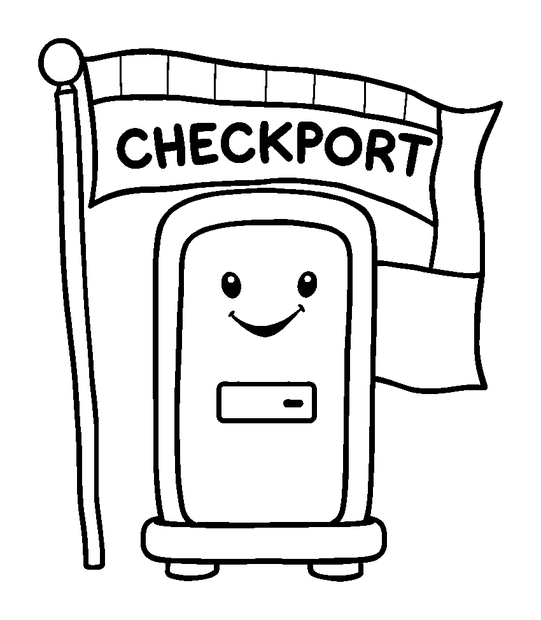 Checkpoint Flag colouring page — free printable for toddlers